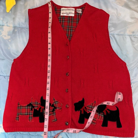 Scottie Dog Red Sweater Vest - Marisa Christina Christmas Collection - Size L - Picture 7 of 7